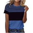 thumbnail image 2 of Womens T Shirt Short Sleeve Crew Neck Basic Color Block Tee Tops Spring Summer Tops Trendy Business Causal Outfits Work Blouses, 2 of 6