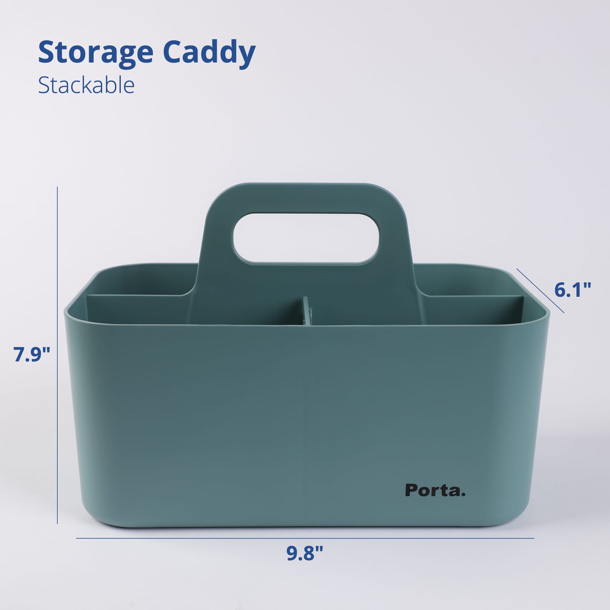 BLUE GINKGO Plastic Storage Caddy Organizer | Multipurpose, Portable, Stackable | (Rectangle) Green