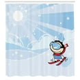 thumbnail image 3 of Kids Sports Shower Curtain, Cute Boy Skiing on the Mountain with Snowflakes and Sunshine Nursery Playroom, Fabric Bathroom Set with Hooks, 69W X 84L Inches Extra Long, Multicolor, by Ambesonne, 3 of 3