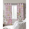 thumbnail image 3 of Pink Easter Blackout Curtains 63 Inches Long, Spring Easter Bunny Eggs Floral Buffalo Plaid Thermal Insulated Black Out Curtains, Darkening Window Curtain for Bedroom Living Room 52"x63" 2 Panels, 3 of 9