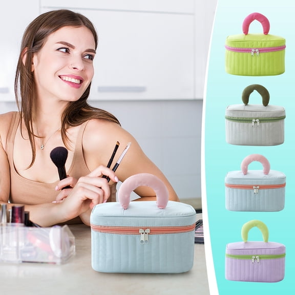 BCZHQQ Portable Makeup Bag,Waterproof Skincare Storage Pouch,Large Capacity Travel Cosmetic Bag,Candy-Colored Organizer,Cute Toast-Shaped Handheld Makeup Bag,Lovely Gift,Summer Clearance