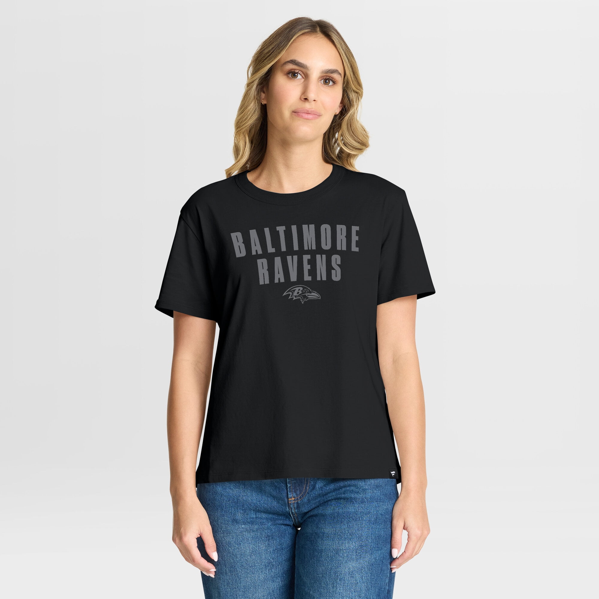 Women's Fanatics Black Baltimore Ravens Blackout Kneel Down Legacy T-Shirt