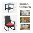 thumbnail image 3 of Vineego 3 Pieces Patio Rattan Rocking Chair Set with Cushion and Table Outdoor Porch and Garden Furniture Set, Red, 3 of 7
