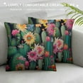 thumbnail image 3 of COMIO  Watercolor Cactus Throw Pillow Cover Green Plants Succulent on Desert Exotic Blossom Cozy Square Cushion Case for Men Women Boys Girls Room Home Decor, 3 of 5