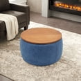thumbnail image 3 of Seizeen Ottoman with Storage, 2-IN-1 Round Ottoman & Side Table with Removable Tray, Living Room Bedroom Entryway Storage Furniture, Nevy, 3 of 9