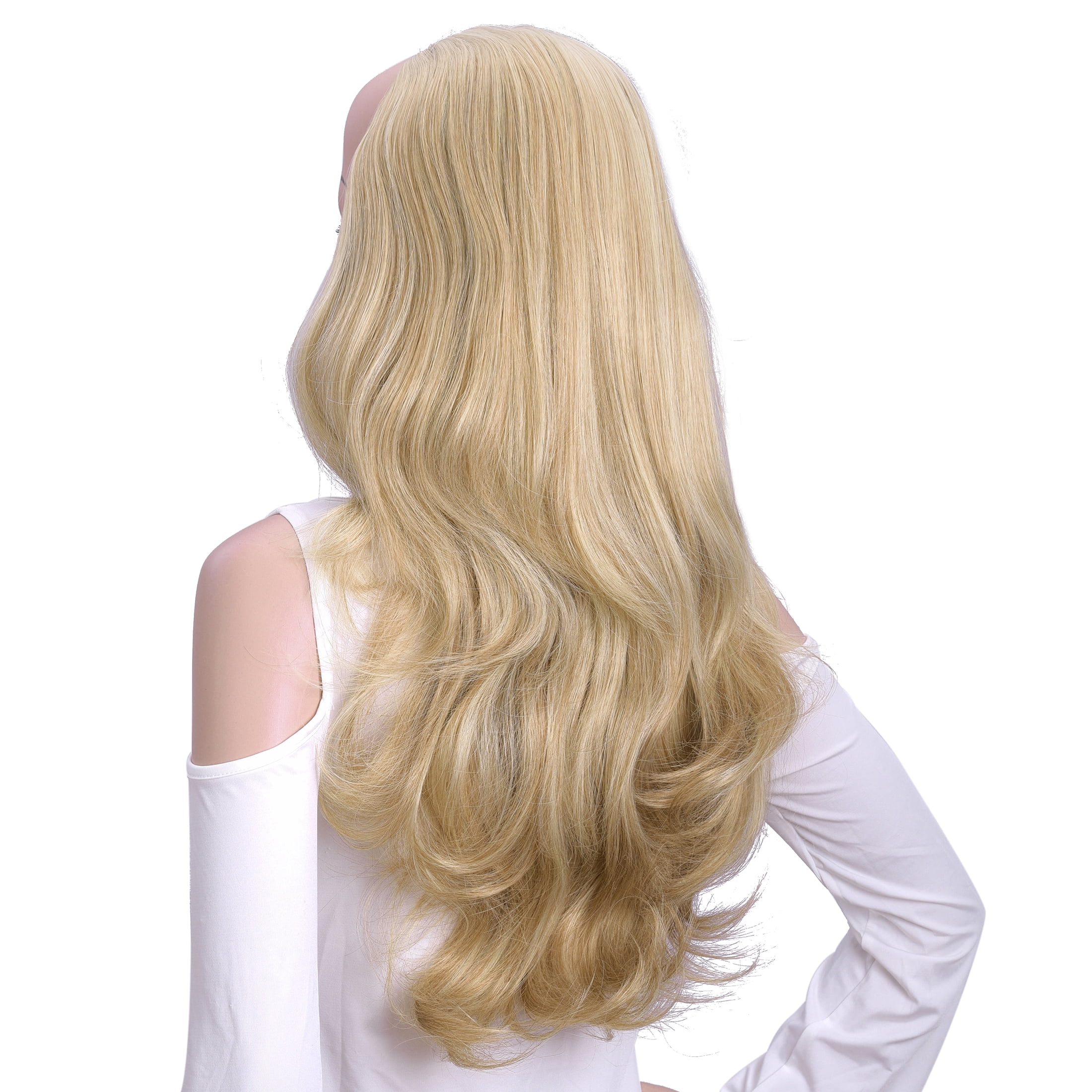 Silike 24" Long Wavy Clip in Half Head Tied Wig Premium Japanese Synthetic Fibers Hair Extensions for Women, 210g, Natural Looking Voluminous Waves for Added Length & Thickness, Heat Resistant