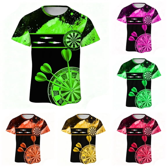 XIAOCHA Dartboard Print T Shirt For Men Crew Neck Short Sleeve Sports Leisure Graphic Tee