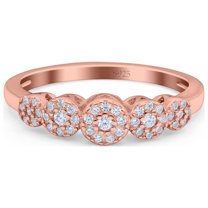 Black Tone, Simulated Cubic Zirconia Size-6 Five Flower Ring Wedding Engagement Band 925 Sterling Silver