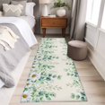 thumbnail image 4 of Green Eucalyptus Leaves 2'x6' Runner Rugs for Hallway Kitchen Bedside Non Slip, Spring Daily Flowers Botanical Linen Entryway Rug Runners with Rubber Backing, Long Carpet Runner for Laundry Room, 4 of 8