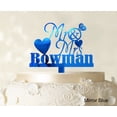 thumbnail image 1 of Personalized Mr & Mrs Wedding Cake Topper Personalized Mirror Cake Topper Color Option Available 5-7 Inches Wide, 1 of 1