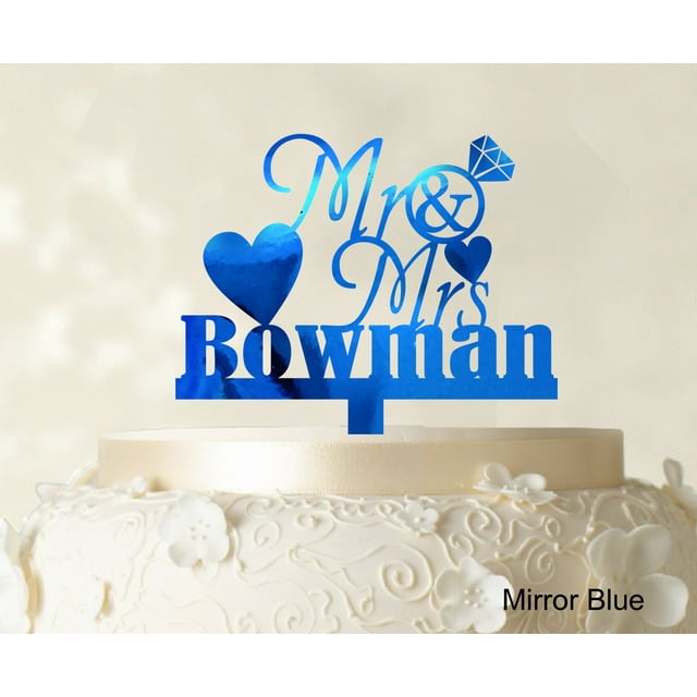 Personalized Mr & Mrs Wedding Cake Topper Personalized Mirror Cake Topper Color Option Available 5-7 Inches Wide