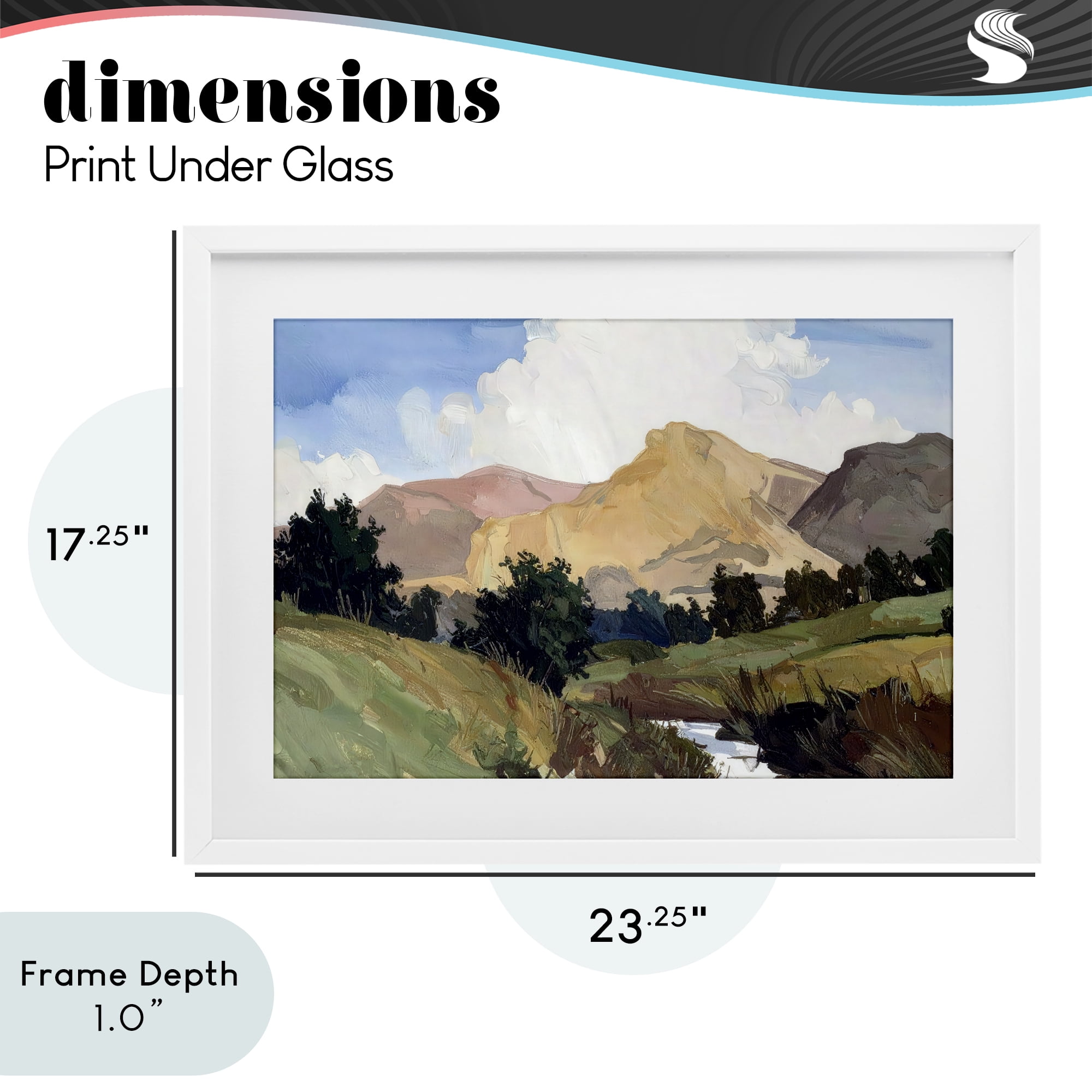 Stupell Industries River Mountain Divide White Framed Print Under Glass, design by Alonza Saunders