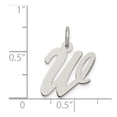 thumbnail image 3 of White Sterling Silver Charm Pendant 18 mm 8-12 Rhodium-Plated Medium Script Initial W, 3 of 4
