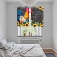 thumbnail image 6 of 2 Panels Kitchen Tier Curtains 39 Inch Length, Farmhouse Rooster Grommets Window Treatment Curtain, Black Retro Botanical Sunflower Floral Thermal Curtains Drapes for Living Room/Bathroom, 6 of 9