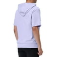 thumbnail image 3 of Unique Bargains Men's Short Sleeve Solid Color Zip Up Sport Hoodies 2XL Light Purple, 3 of 6