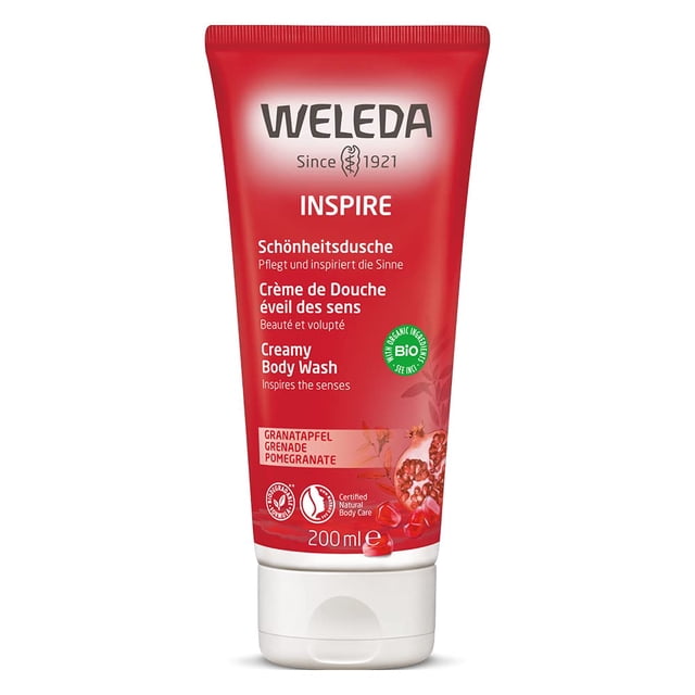 Weleda Replenishing Pomegranate Body Wash 6.8 onzas líquidas limpiador suave rico en plantas con aceites de granada, sésamo, girasol y macadamia