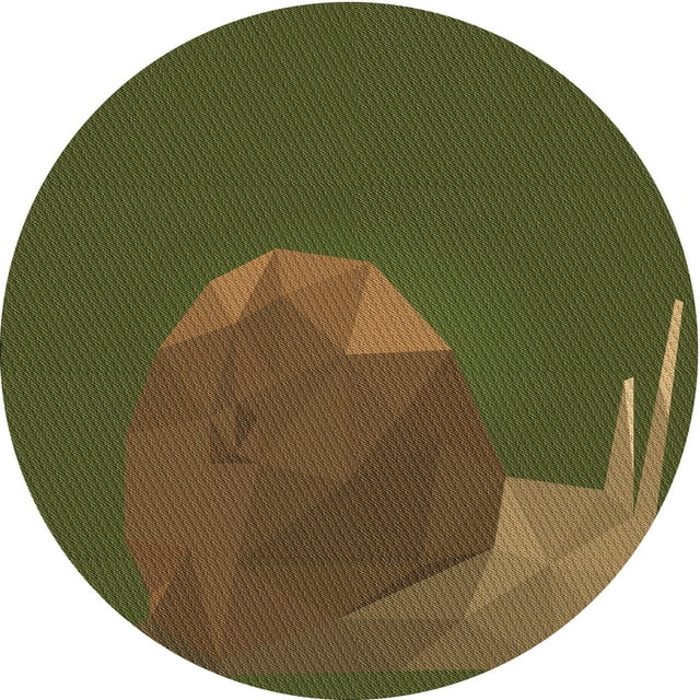 Ahgly Company Machine Washable Indoor Round Transitional Dark Yellow Green Area Rugs, 3' Round