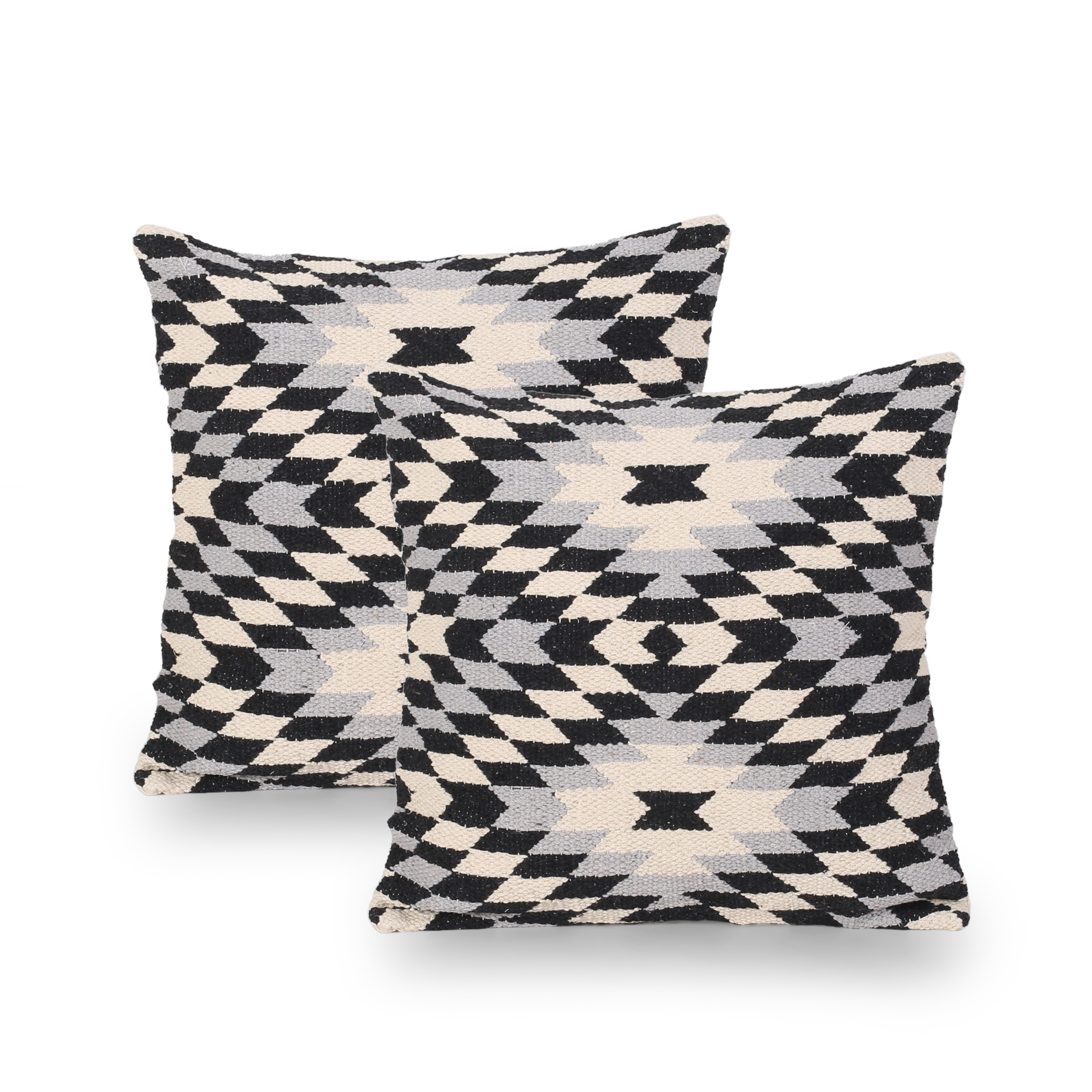 Xavien Boho Cotton Pillow Cover (Set of 2), Black and White Walmart