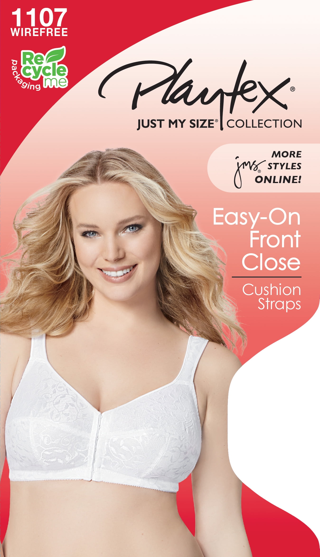 Just My Size Easy-On Front Close Wirefree Bra Nude 48DD Women's 