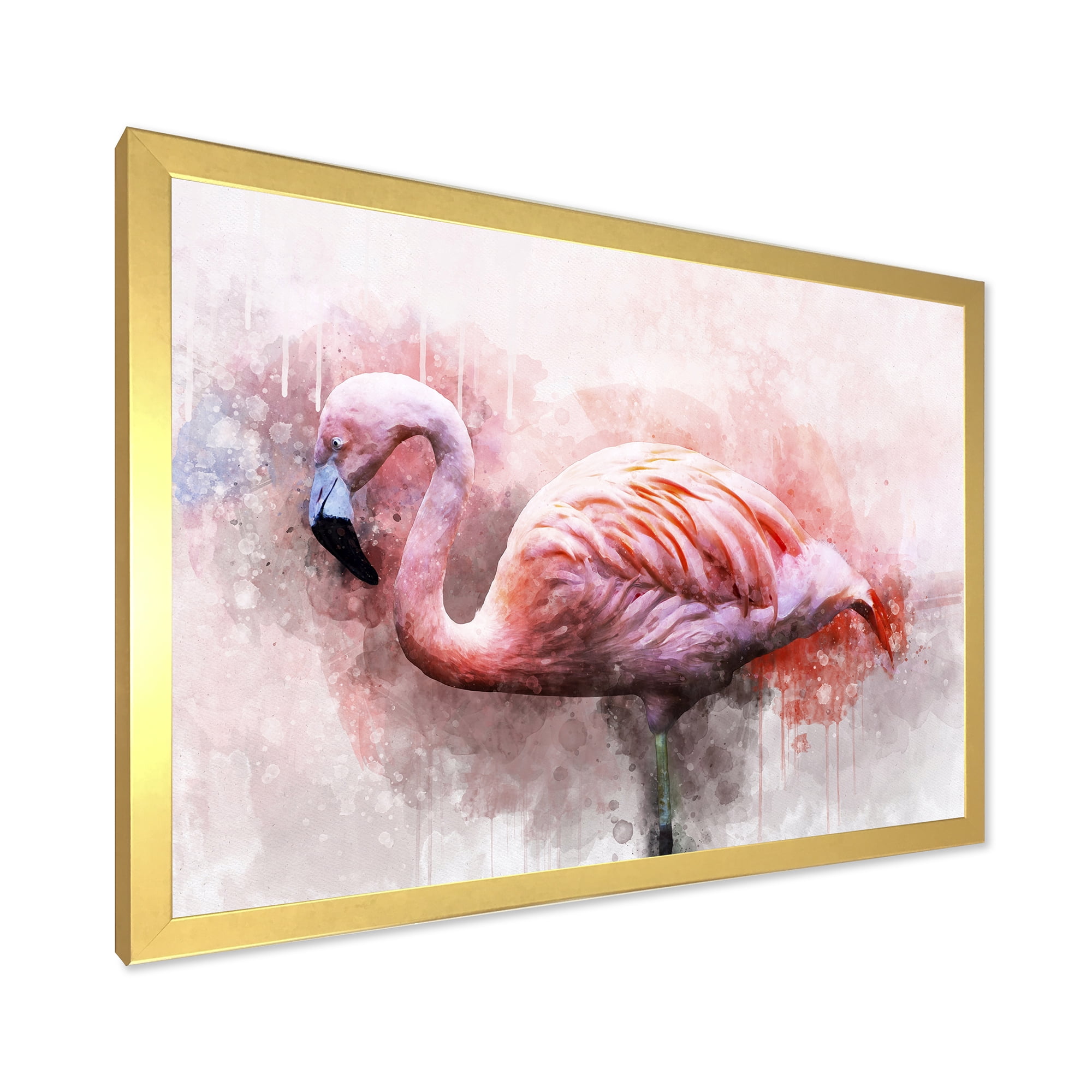 Designart 'Abstract Portrait of Pink Flamingo V' Farmhouse Framed Art Print