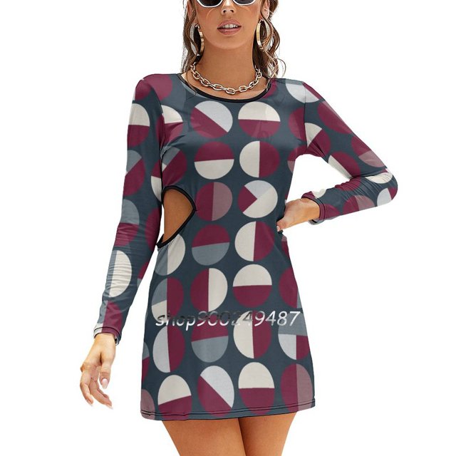 Pattern Circle Print Square Neck Dress Cute Loose Print Dresses Elegant Beach Party Dress