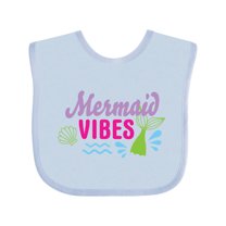 Inktastic Mermaid Vibes with Tail and Seashell Girls Baby Bib