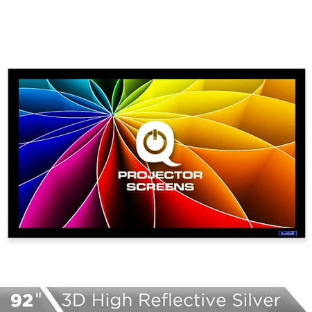 Projector Screen With Frame QualGear® QG-PS-FF6-169-92-S 16:9 Fixed Frame Projector Screen, 92-Inch, 3D High Reflective Silver 2.5 Gain ()