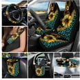 thumbnail image 2 of Jeiento 15 Pcs Sunflower Leopard Car Seat Covers Car Accessories Full Set for Women Seat Belt Covers Air Vent Phone Holder Rearview Mirror Cover Garbage Bag Cup Coasters, 2 of 6
