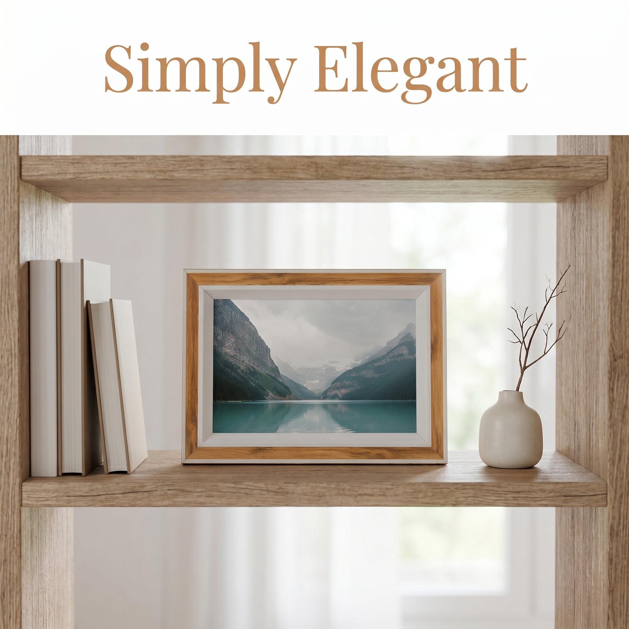 Unique Bargains Classic MDF Wood Picture Frame for Wall Mounting Yellow Wood 4" x 6"