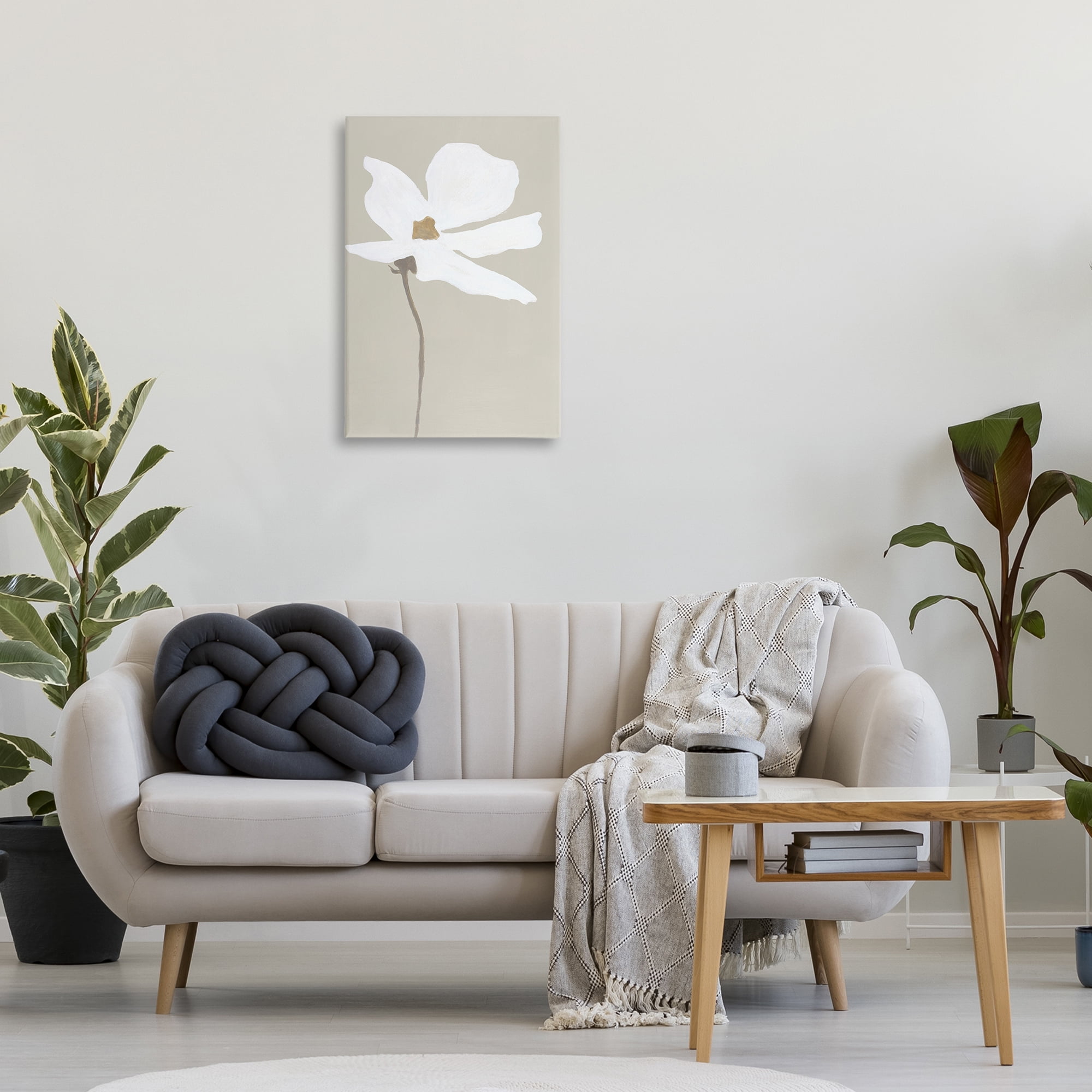 Stupell Industries White Flower Sprout Botanical & Floral Painting Gallery Wrapped Canvas Art Print Wall Art, 20 x 30