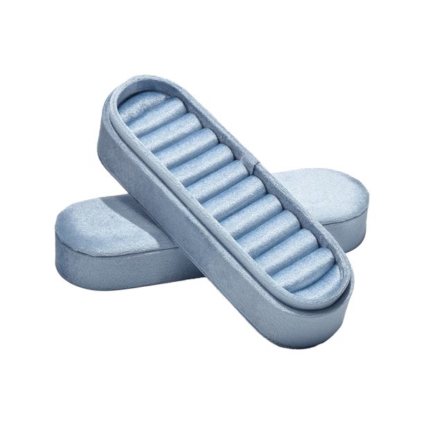 Organizador de anillos de terciopelo Yinane caja de soporte para joyería estuche de almacenamiento multifuncional Bandeja de exhibición azul