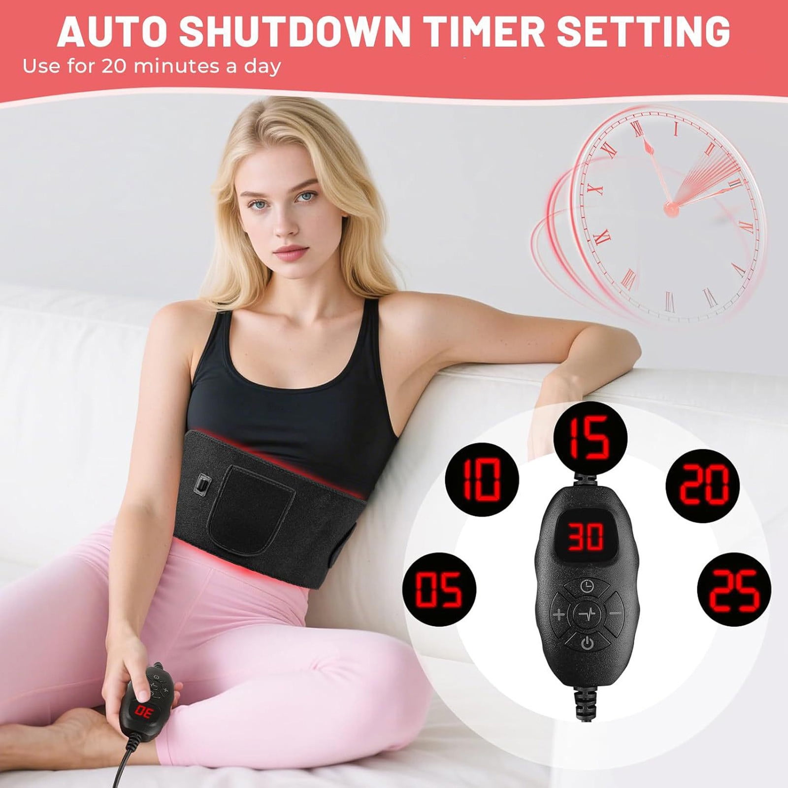 DAMAI Firmly Red Light Therapy Belt, Upgraded 3 in 1 LED BeadsRed Light Therapy Device with 3, Layer Lift Technology, Muscle Relaxation, Adjustable & Portable for Wellness & Relaxation﻿ (Black)