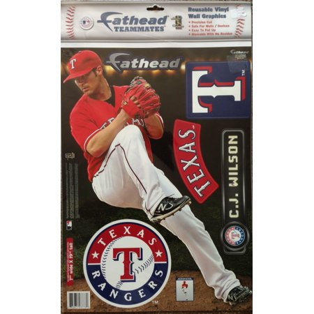FATHEAD Teammates C.J. Wilson Baseball Texas Rangers Reusable Vinyl 3D Graphics Wall Decoration (16 Inches Tall)