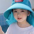 thumbnail image 5 of Sombrero de verano para niños, sombrero encantador con protección solar de ala grande, sombrero de pescador para bebé, niño, niña, azul lago, tamaño libre, 5 of 5