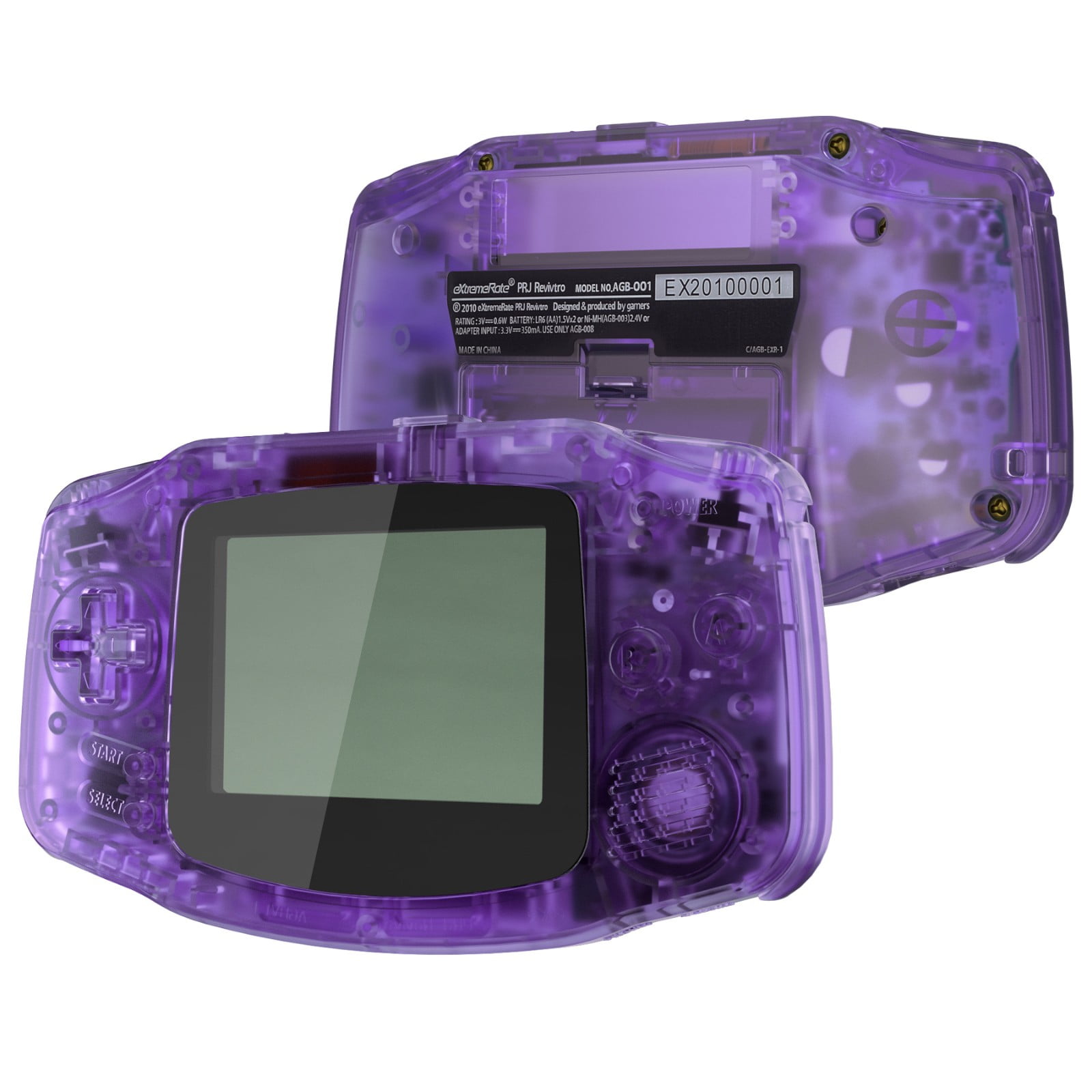 IPS Ready Upgraded eXtremeRate Clear Atomic Purple Replacement Full Housing Cover + Buttons for Gameboy Advance GBA – Compatible with Both IPS & Standard LCD – Console & IPS Screen NOT