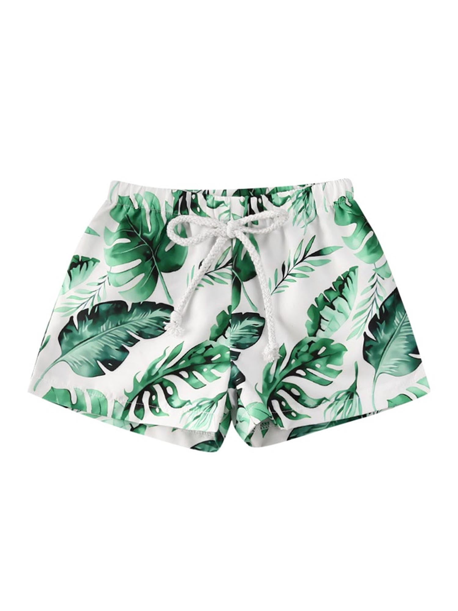 DcoolMoogl Toddler Baby Boys Swim Shorts Leaves Print Swimming Trunk