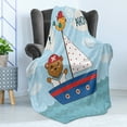 thumbnail image 4 of Ahoy Its a Boy Soft Flannel Fleece Throw Blanket, Baby Shower Theme It's a Boy in Nautical Style Bear and Bird in Boat, Cozy Plush for Indoor and Outdoor Use, 60" x 80", Multicolor, by Ambesonne, 4 of 5