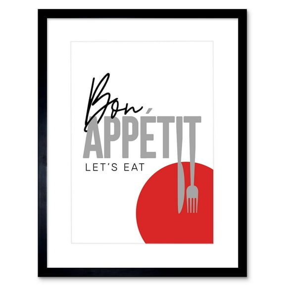 Bon Appetit Typography Framed Wall Art Print