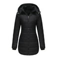thumbnail image 3 of Innerwin Hooded Coats Solid Color Women Down Winter Long Sleeve Lightweight Puffer Jacket Black XS, 3 of 7