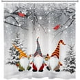 thumbnail image 2 of Christmas Gnome Shower Curtain for Bathroom Decor, Winter Funny Gnome Cardinal in Snow Forest Shower Curtain with Hooks Snowflake Shower Curtain Set Bathroom Decor Accessories, 72L X 72W inches, 2 of 6