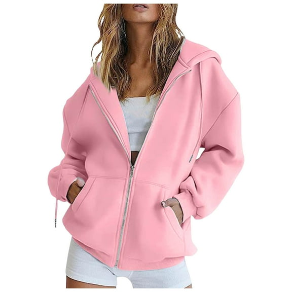 Womens Casual Solid Long Sleeve Zipper Hooded Coat Pocket Sweatshirt Tops Features: Zip Pullover Women Sweatshirt Tunic Hoodie Womens Plain Hoodie Sweatshirt Half Zip Pullover Women Warm Sportswear