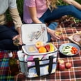 thumbnail image 5 of FORMRS Insulated Cooler Bag 24 Cans Capacity Soft Leakproof Lunch Box with Side Pockets, Retro Simple Shapes, 5 of 7