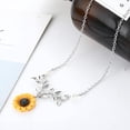 thumbnail image 2 of Collar con colgante de girasol, cadena de hojas de perlas, gargantilla hecha a mano de resina bohemia para mujeres y niñas, 2 of 7