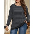 thumbnail image 4 of NISVIYA Plus Size Long Sleeve Sweatshirts for Women Casual Striped Crew Neck Raglan Dressy Pullover, 4 of 6