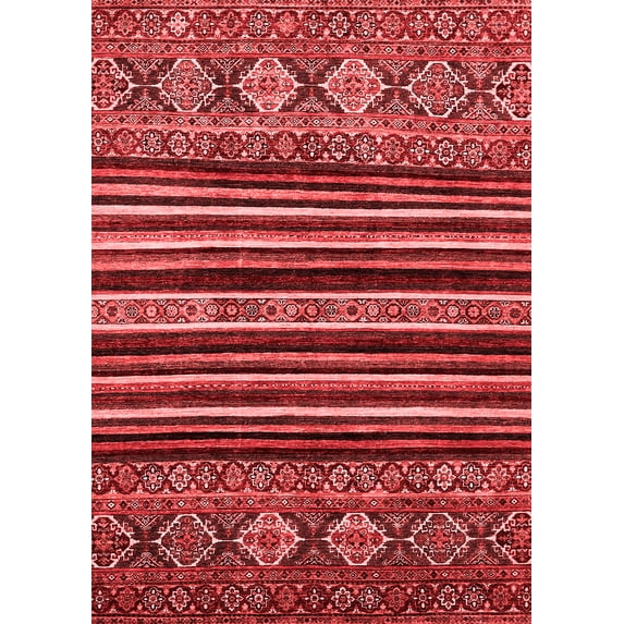 Ahgly Company Indoor Rectangle Abstract Red Modern Area Rugs, 2' x 3'