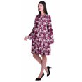 thumbnail image 3 of Moomaya Femmes Manches Longues Imprimé Genou Longueur Robe Évasée d'Été Fluide Robe, 3 of 6