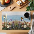 thumbnail image 2 of Flower Placemats Set of 4, White Purple Floral Spring Vine Oil Painting Style Botanical Non-Slip Place Mats Washable Table Mats for Kitchen Dining Table Decorations Indoor/Outdoor, 2 of 9