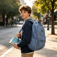 thumbnail image 3 of Hovilon Water Resistant Student Backpack, 14-Inch Laptop Compartment Daypack, Lightweight 470g Polyester Blend School Bookbag, Multi-Compartment Casual Daily Bag for College Campus Travel, Blue, 3 of 7