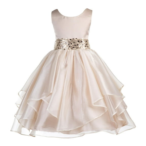 Ekidsbridal Asymmetric Ruffles Organza Layers Flower Girl Dress Sequin Sash Junior Bridesmaid Birthday Communion Formal Clothing Baptism 012S 6