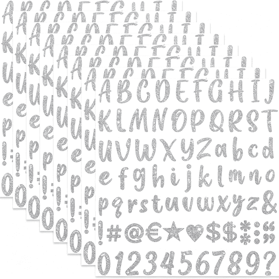 CCOCC 648 Pieces 8 Sheets Letter Stickers Glitter Small Self-Adhesive Alphabet Number Vinyl Stickers for Scrapbooking Mailbox Numbers Crafts Classroom Decor Bulletin Board